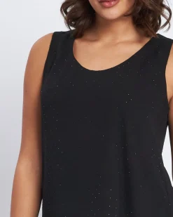 Top in georgette con strass e pizzo NERO