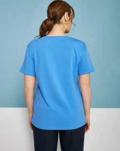T-shirt in jersey di cotone elasticizzato con applicazioni di paillett