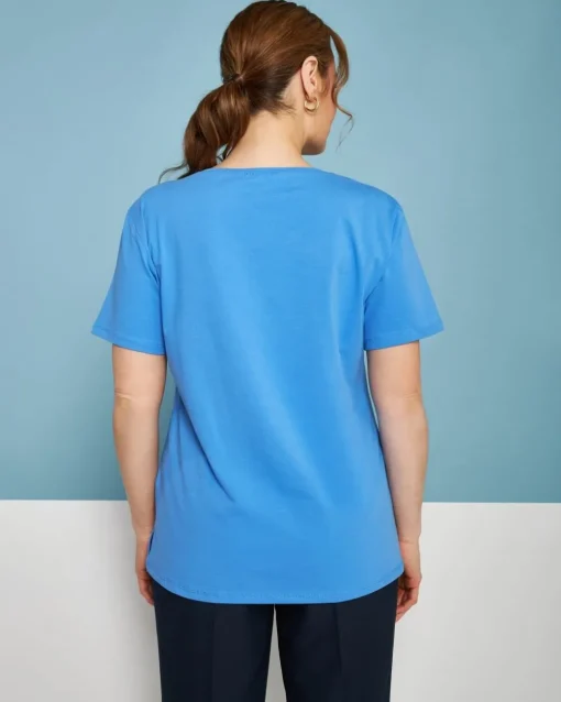 T-shirt in jersey di cotone elasticizzato con applicazioni di paillett