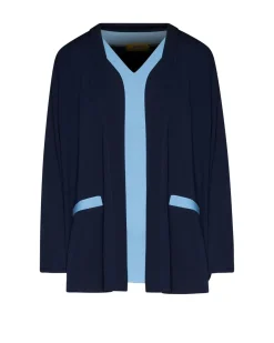 Twinset con spolvero e top bicolor BLU