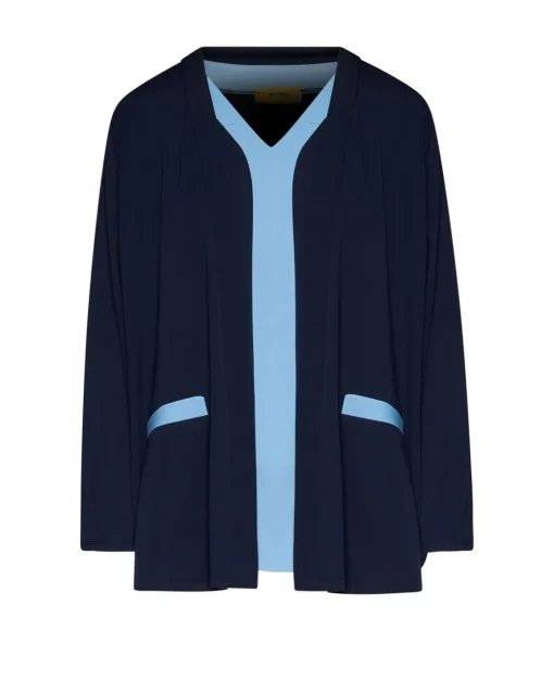 Twinset con spolvero e top bicolor BLU