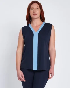 Twinset con spolvero e top bicolor BLU