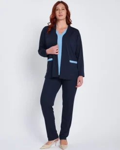 Twinset con spolvero e top bicolor BLU