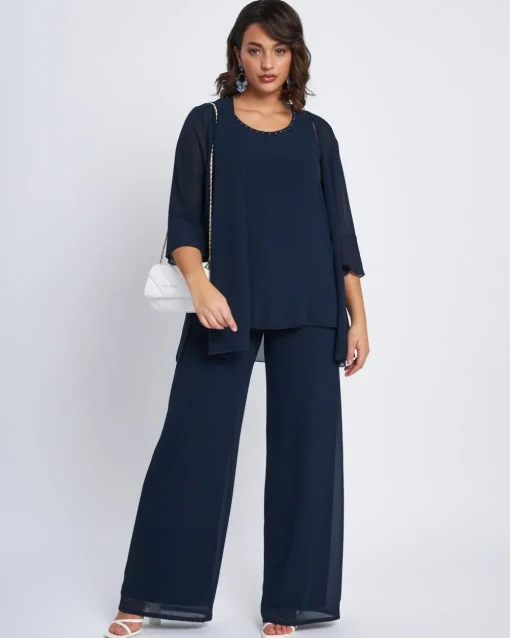 Twinset in georgette con applicazioni scollo BLU