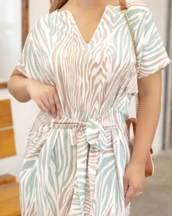 Vestito animalier con cintura ANIMALIER