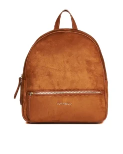 Zaino in suede con inserti e manici in ecopelle CAMMELLO