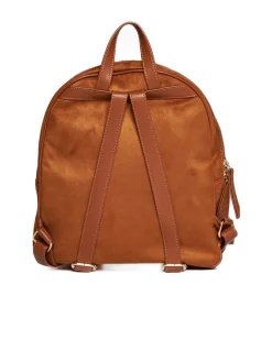 Zaino in suede con inserti e manici in ecopelle CAMMELLO