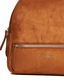 Zaino in suede con inserti e manici in ecopelle CAMMELLO